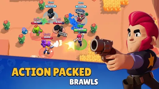 Brawl Stars key art with colorful cartoon brawlers in action poses