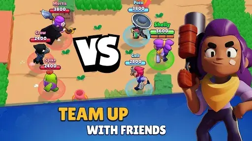 3v3 Gem Grab match with brawlers fighting over the gem mine in a colorful arena