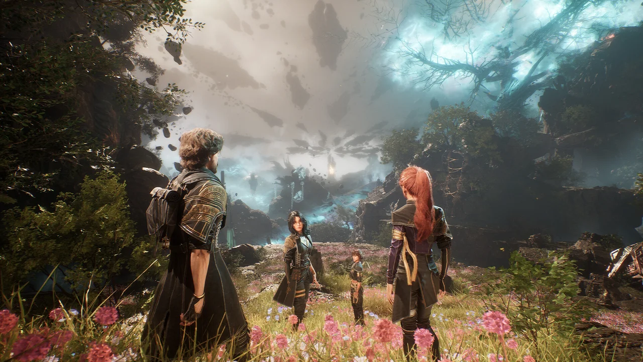 Gustave using Lumina chain attack during a turn-based battle with painted enemies
