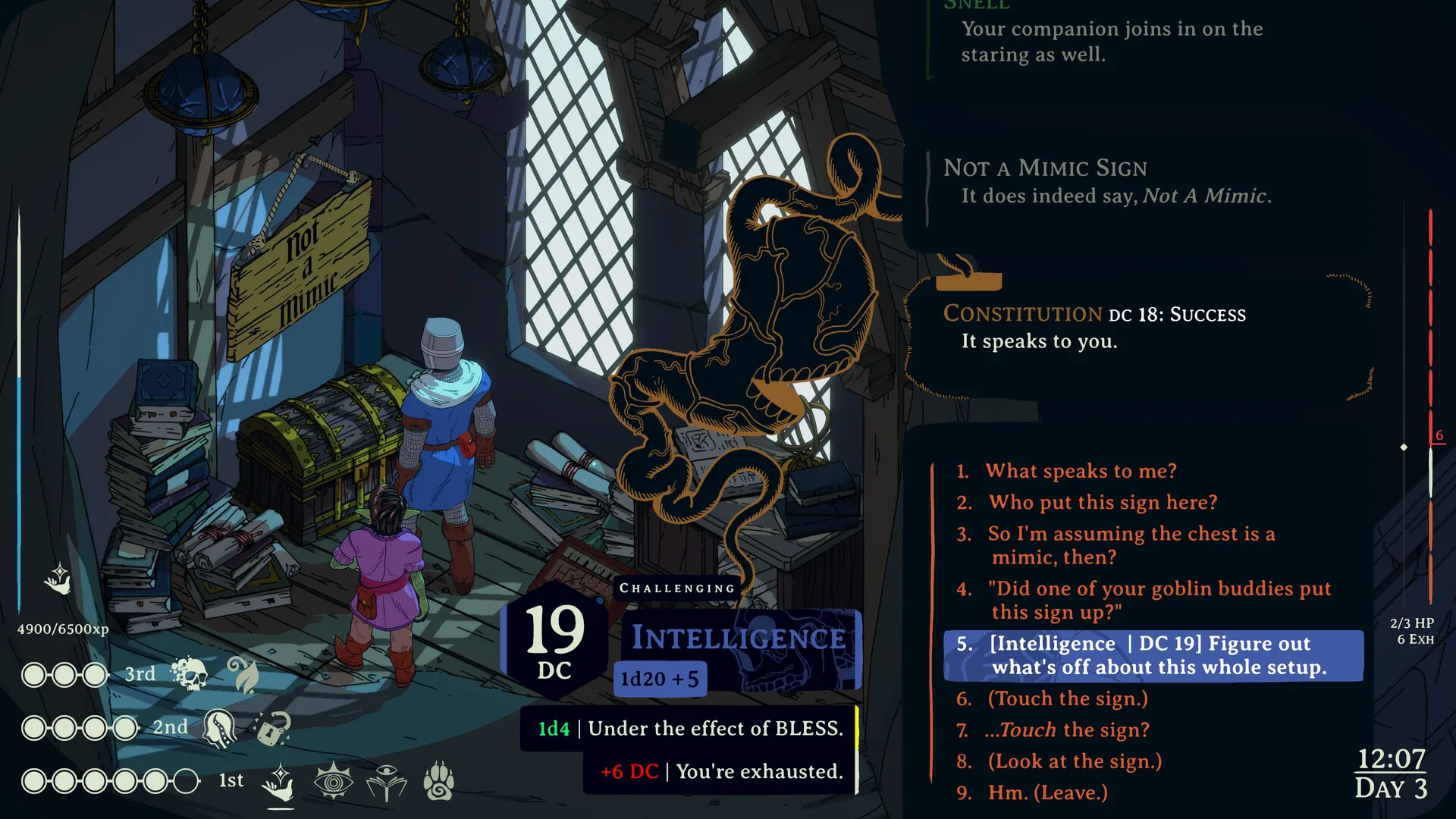 Esoteric Ebb dice rolling mechanic during a skill check