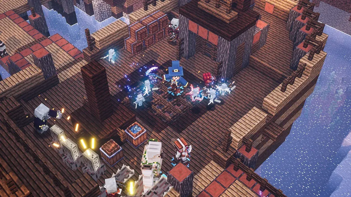 Underground cave system with glowing ore and mob enemies