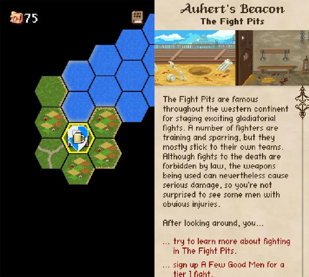 Hex-grid tactical combat in a dusty frontier town