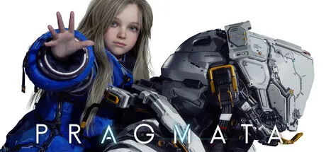 Pragmata key art showing astronaut and child in a neon-lit dystopian city